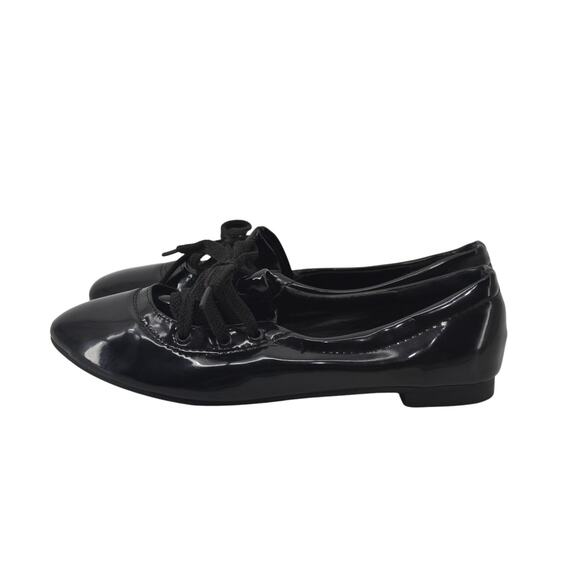 Women's US 9 Black Shiny Ballet Flat Whimsigoth Size 40 - Picture 1 of 14